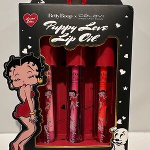 Betty Boop X Celavi Puppy Love Lip Oil that hydrates, nourishes and softens.